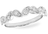 14KT White Gold Bezel Pear Wedding Band with Diamonds- Size 6.75